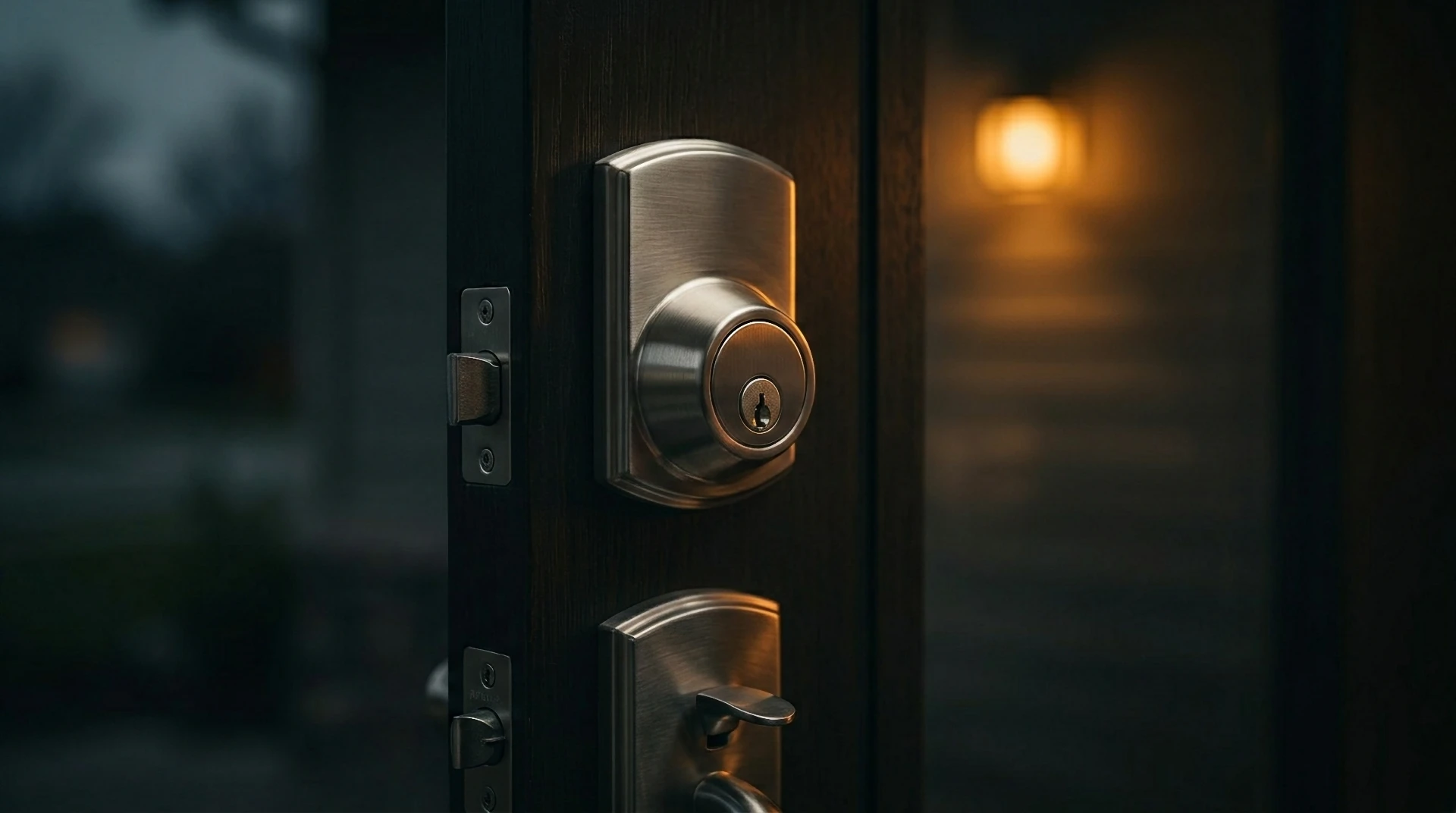Locksmith rekeying a residential deadbolt on a Burlington home